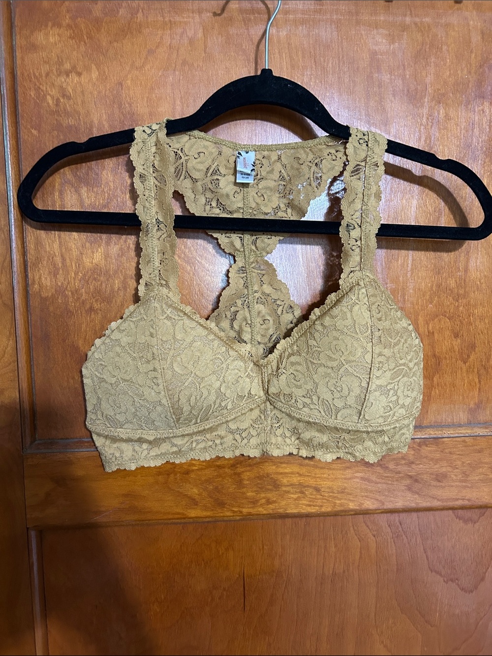 Wishlist Lace Racerback Bralette in Mustard Yellow